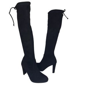 Stuart Weitzman women boot knee High Black Suede Tie Top heel Keenland sz 11 new